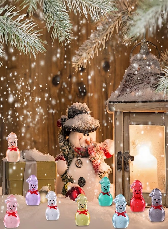 Vellibring 48 Pcs Christmas Mini Luminous Resin Snowman, 9 Colors Mini Resin Snowman Tiny Little Small Snowmen Glow in The Dark for Dollhouse Micro Fairy Garden Decor Christmas Fillers Party Favors - Image 5